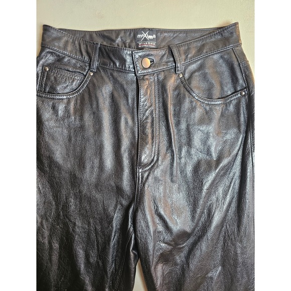 Wilsons Leather Pants - Wilsons Leather Maxima Black Leather Pants Womens 8 Y2K Straight Leg High Rise